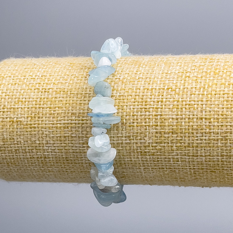 Aquamarine chip bracelet, diameter 7×3 mm, length 18 cm (stretch)