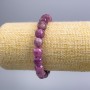 Bracelet with Rubellite Tourmaline, natural stone, faceted cube, 9x9 mm diameter, 18 cm length (stretch)