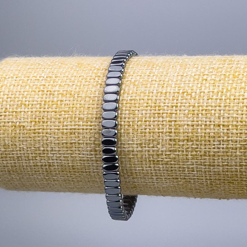 Hematite Rectangle Bracelet, 3×6×2 mm, length 18 cm (stretch)