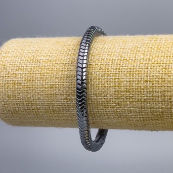 Hematite Zigzag Bracelet, 6×2 mm diameter, 18 cm length (stretch)