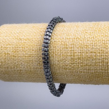 Hematite Bracelet 'Flower', diameter 6×3 mm ±, length 18 cm (stretch)