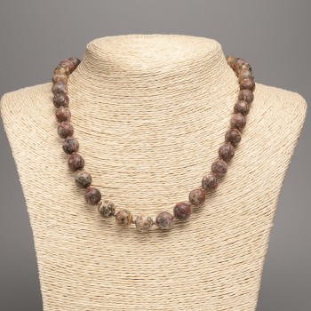 Leopard Jasper Necklace (acrylic imitation) smooth beads, diameter 10 mm, length 49 cm