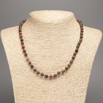Necklace Leopard Jasper (imit. acrylic) smooth bead, diameter 6 mm, length 48 cm