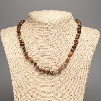 Jasper necklace with faceted beads, 8x5 mm, length 48 cm