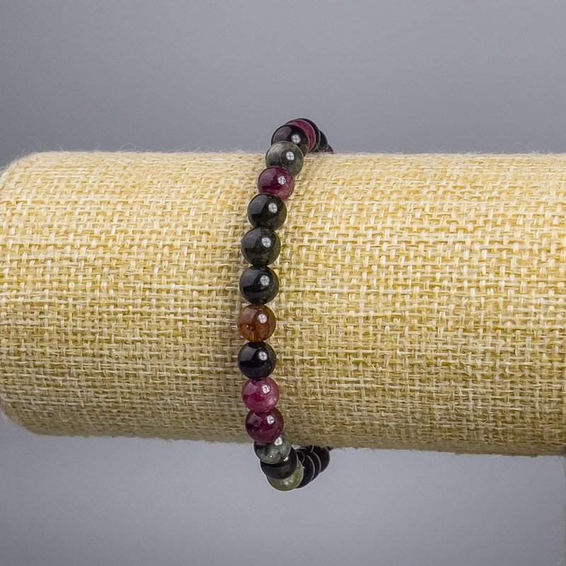 Tourmaline Bracelet (Imitation) Smooth Bead, 6 mm Diameter, 18 cm Stretch