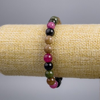 Tourmaline bracelet (imitation) smooth beads, 8 mm diameter, 18 cm length, stretch