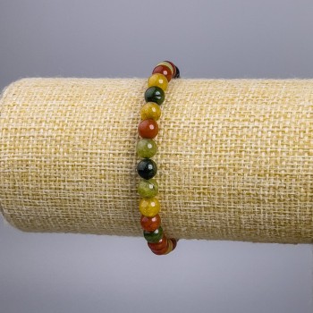 Bracelet 'Jasper' Multicolor (Imitation) Smooth Beads, 6± mm diameter, 18 cm stretch
