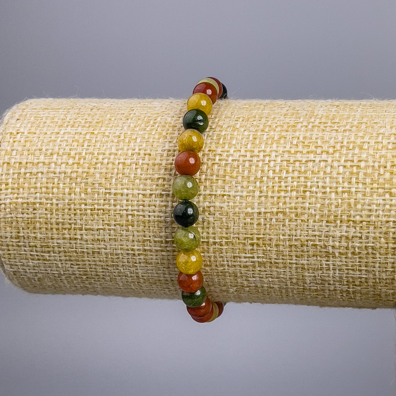 Bracelet 'Jasper' Multicolor (Imitation) Smooth Beads, 6± mm diameter, 18 cm stretch