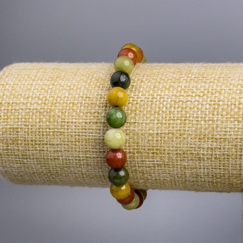 Bracelet 'Jasper' multicolored (imitation) smooth beads, diameter about 8 mm, length 18 cm, stretch