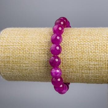Bracelet 'Tourmaline' (Imitation) Raspberry, smooth bead, diameter 10± mm, length 18 cm, stretch