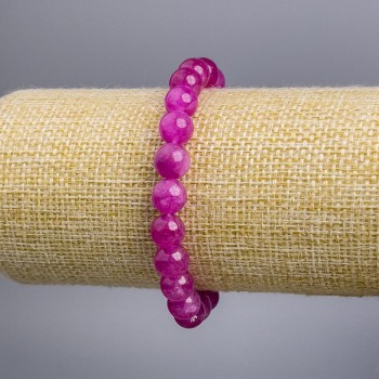 Bracelet 'Tourmaline' (Imitation) Raspberry smooth beads, diameter about 8 mm, length 18 cm stretch