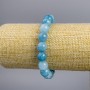 Cornflower Blue Aquamarine Bead Bracelet, smooth beads, 10± mm diameter, 18 cm length, stretch bracelet