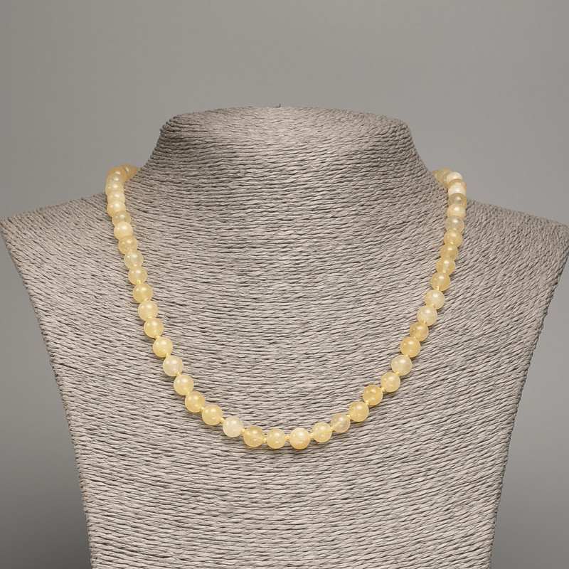 Citrine Necklace - Smooth Bead, 6.5 mm diameter, 48 cm length