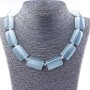 Cat's Eye Necklace, Rectangular 33×20 mm with Gray Separator Beads, 50 cm