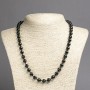 Natural Black Tourmaline Necklace with Smooth Beads, 8 mm diameter, 45 cm length