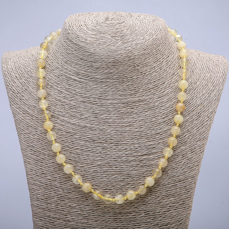 Citrine Necklace, smooth 6mm beads, 45cm