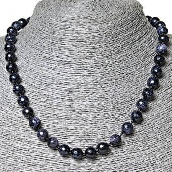 Aventurine Beads (Synthetic) Blue Sand Night of Cairo, 9mm Faceted Bead, 45 cm Length