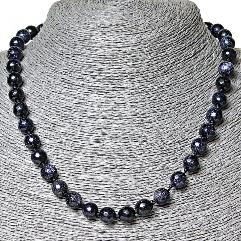 Aventurine Beads (Synthetic) Blue Sand Night of Cairo, 9mm Faceted Bead, 45 cm Length