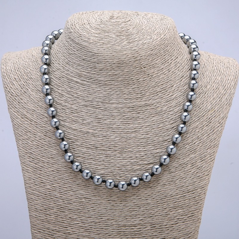 Terahertz Necklace with Smooth Beads, 6 mm Diameter, 45 cm Length +