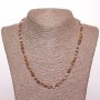 Bead necklace of natural quartz stone 'Hairy' oval 'galvanization' 'Milk Chocolate', diameter 6 mm (±), length 50 cm