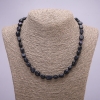 Necklace with Aventurine Stone 'Blue Sand' Cairo Night Faceting 8x10(±)mm, length 45 cm