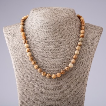 Picture Jasper Necklace, Faceted Beads, 8mm Diameter, 48cm Length