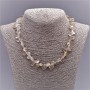 Necklace of golden hair quartz with butterfly ornament, 8 mm beads, 47 cm length