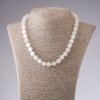 White Cat's-Eye Bead Necklace, Pearl-like Smooth Beads, 10mm Diameter, 45cm Length