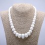 White Agate Necklace (pressed) smooth rondelle, graduated in size from 8x6 to 20x13 mm, length 45 cm+