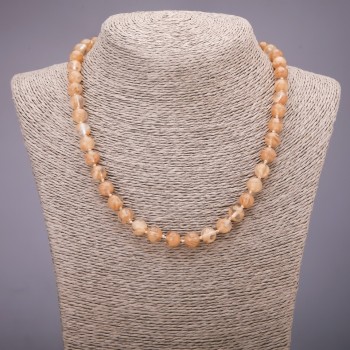 Rutilated Quartz Necklace 'Hairy' (named after) smooth beads, 8 mm diameter, 45 cm length