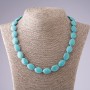 Necklace Green Turquoise with Veining, Oval Beads, 50 cm