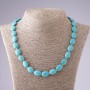 Necklace Green Turquoise with Veining, Oval, 50 cm length, 11×15 mm beads