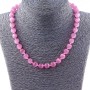 Necklace with pink cat's eye beads, 10 mm, 45 cm long