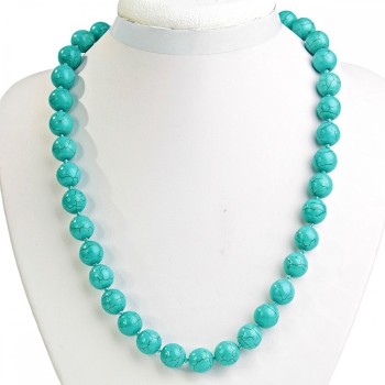 Green Turquoise Beads with Veining, 12mm, 46 cm