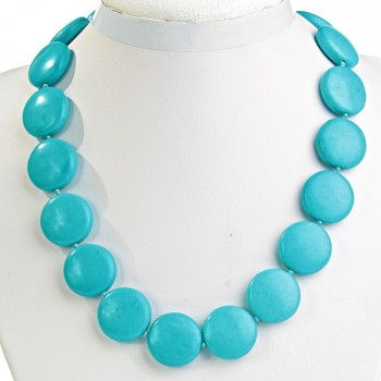 Blue Turquoise Necklace (im) Coin 22mm +-, length 45cm+