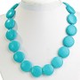 Blue Turquoise Necklace (im) Coin 22mm +-, length 45cm+