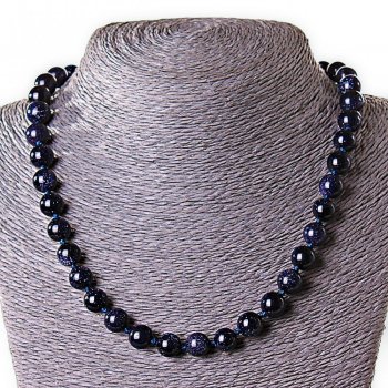 Aventurine Beads (Synthetic) Blue Cairo Night Sand, Smooth 8mm Beads, Length approx. 45 cm