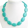 Necklace with Green Turquoise, Oval 20×30 mm, Length 49 cm