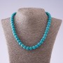 Necklace of natural green turquoise stone (pressed) with veining, 10 mm bead diameter, 46 cm length, without knots