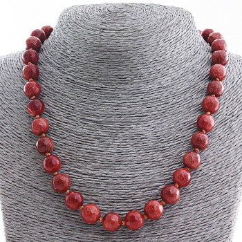 Aventurine Necklace (synthetic) "Golden Sand", faceted bead 12 mm, length 48 cm