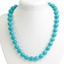 Blue Turquoise Bead Necklace with Veining, 12mm Beads, 50 cm Long