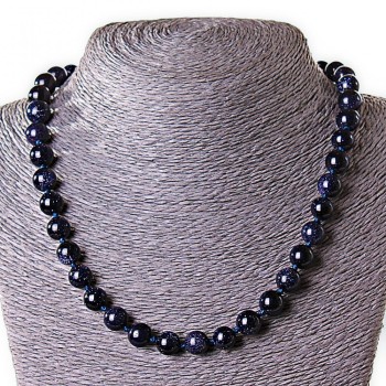 Aventurine Beads (synthetic) Cairo Night Blue Sand, smooth 10mm beads, length approx. 45 cm