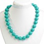 Green Turquoise Bead Necklace with Veining, 16mm Beads, 49 cm Length