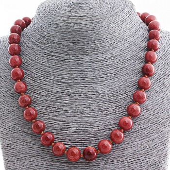 Aventurine Bead Necklace (synthetic) 'Golden Sand' 12mm beads, length 50 cm+