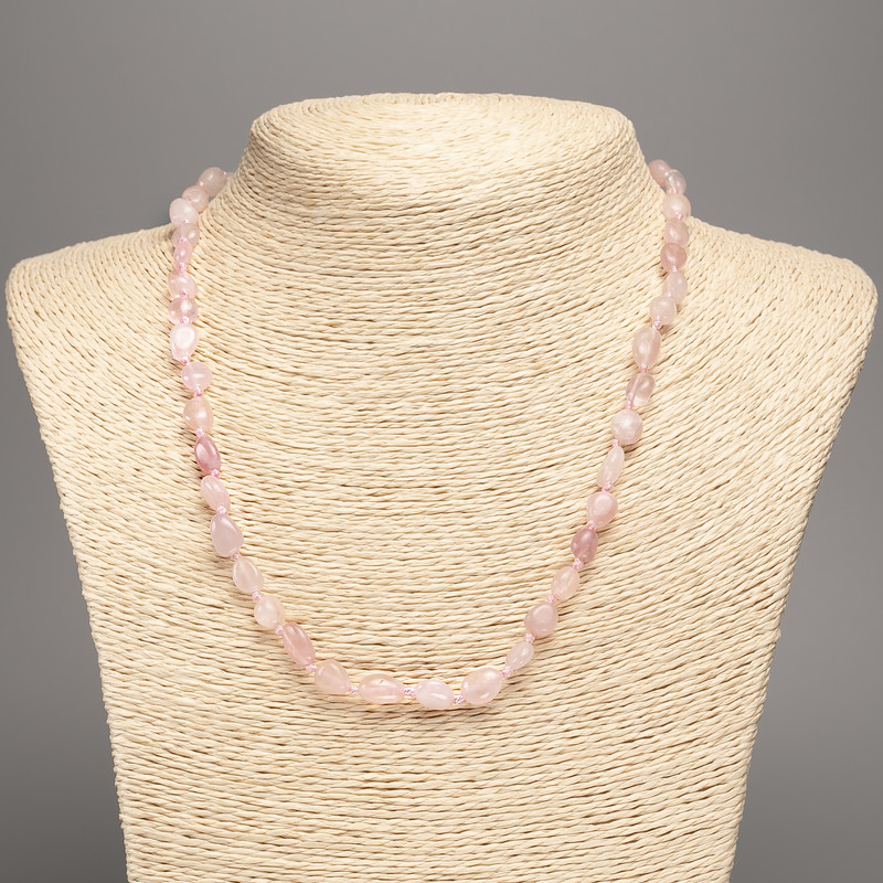 Necklace of Rose Quartz natural stone, faceted beads, diameter 8×6 mm, length 48 cm