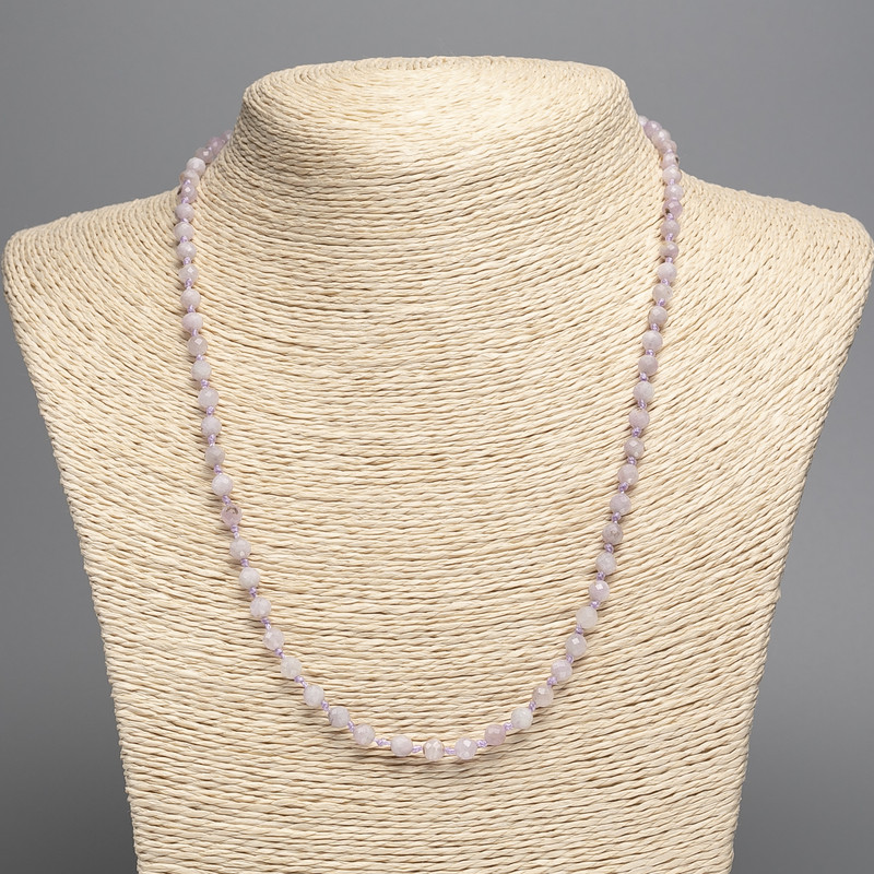 Kunzite Necklace with natural stone, faceted bead, diameter 4.5 mm, length 51 cm+