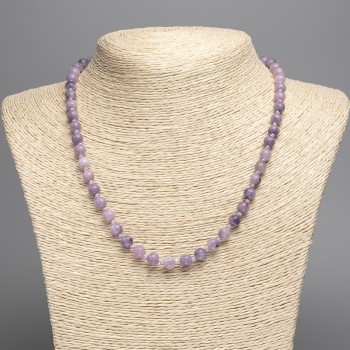 Lepidolite Necklace (imitation acrylic) with smooth beads, diameter 6.5 mm, length 51 cm+