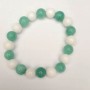 Bracelet with White Agate and Aquamarine Imitation, Smooth Beads, 10 mm Diameter, 18 cm Length (Stretch)