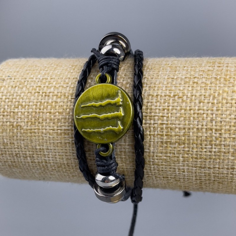Eco-leather bracelet with golden claws on adjustable strap, 1 pc