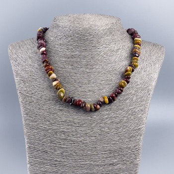 Natural Stone Necklace, Mookaite Jasper, Faceted Beads, 8x5 mm diameter ±, 48 cm length ±